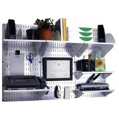 Wall Control - 48" Wide x 32" High Industrial Steel Tool Board System - 3 Panels, Galvanized Steel, Galvanized/White - Industrial Tool & Supply