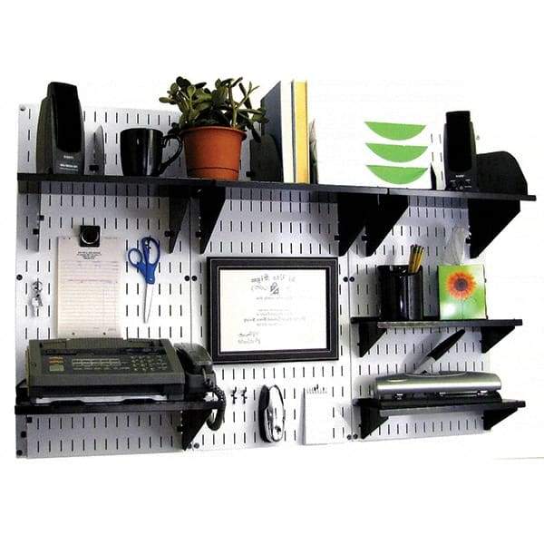 Wall Control - 48" Wide x 32" High Industrial Steel Tool Board System - 3 Panels, Metal, White/Black - Industrial Tool & Supply