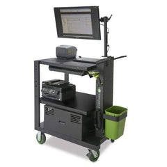 NewCastle Systems - 400 Lb Capacity, 3 Shelf Mobile Computer Workstation - 26" Wide x 35-1/2" Deep x 43" High, Steel - Industrial Tool & Supply