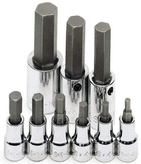 SK - 9 Piece 3/8 & 1/2" Drive Metric Hex Bit Socket Set - 4 to 17mm Hex - Industrial Tool & Supply