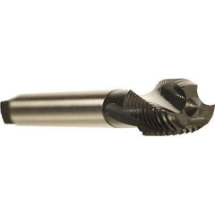 Emuge - 3/8-24 UNF, 3 Flute, 15° Helix, Modified Bottoming Chamfer, Nitride/Oxide Finish, Cobalt Spiral Flute STI Tap - Right Hand Flute, 3-15/16" OAL, 0.323" Shank Diam, 0.709" Thread Length, 3BX Class of Fit, Series Rekord D-Ti - Exact Industrial Supply