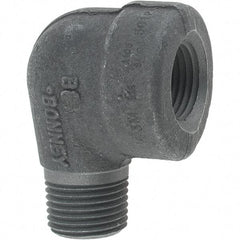Made in USA - Size 1/2", Class 3,000, Forged Carbon Steel Black Pipe 90° Street Elbow - 3,000 psi, Threaded End Connection - Industrial Tool & Supply