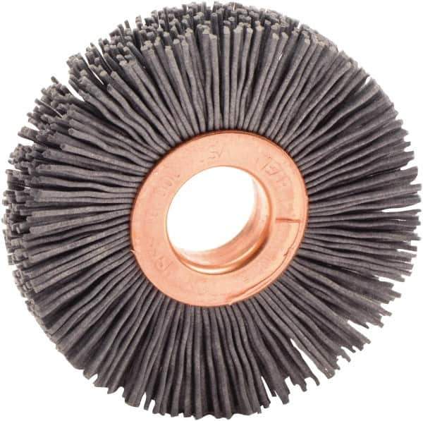 Weiler - 2" OD, 1/2" Arbor Hole, Nylon Wheel Brush - 3/8" Face Width, 1/2" Trim Length, 0.022" Filament Diam, 10,000 RPM - Industrial Tool & Supply