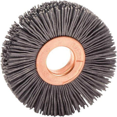 Weiler - 2" OD, 1/2" Arbor Hole, Nylon Wheel Brush - 3/8" Face Width, 1/2" Trim Length, 0.022" Filament Diam, 10,000 RPM - Industrial Tool & Supply