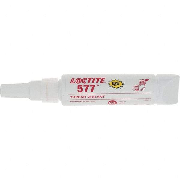 Loctite - 50 mL Tube, Yellow, Medium Strength Liquid Threadlocker - Series 577 - Industrial Tool & Supply