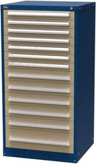 Vidmar - 13 Drawer, Modular Storage Cabinet - Steel, 30" Wide x 27-3/4" Deep x 59" High, Blue & Beige - Industrial Tool & Supply