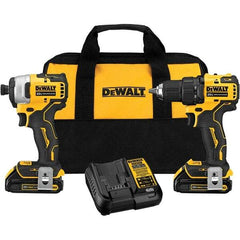 DeWALT - 20 Volt Cordless Tool Combination Kit - Includes Atomic Compact Drill/Driver & Atomic Compact 1/4" Impact Driver, Lithium-Ion Battery Included - Industrial Tool & Supply
