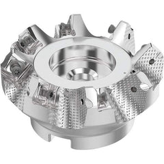 Seco - 3" Cut Diam, 1" Arbor Hole, 0.236" Max Depth of Cut, 48° Indexable Chamfer & Angle Face Mill - 8 Inserts, SN.. Insert, Right Hand Cut, 8 Flutes, Through Coolant, Series R220.54 - Industrial Tool & Supply