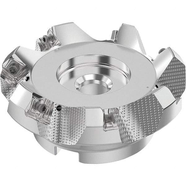 Seco - 100mm Cut Diam, 32mm Arbor Hole, 6mm Max Depth of Cut, 48° Indexable Chamfer & Angle Face Mill - 7 Inserts, SN.. Insert, Right Hand Cut, 7 Flutes, Through Coolant, Series R220.54 - Industrial Tool & Supply