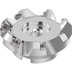 Seco - 100mm Cut Diam, 32mm Arbor Hole, 6mm Max Depth of Cut, 48° Indexable Chamfer & Angle Face Mill - 7 Inserts, SN.. Insert, Right Hand Cut, 7 Flutes, Through Coolant, Series R220.54 - Industrial Tool & Supply