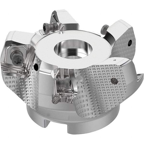 Seco - 63mm Cut Diam, 22mm Arbor Hole, 8mm Max Depth of Cut, 71° Indexable Chamfer & Angle Face Mill - 5 Inserts, SN.. Insert, Right Hand Cut, 5 Flutes, Through Coolant, Series R220.56 - Industrial Tool & Supply