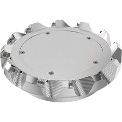 Seco - 8" Cut Diam, 2-1/2" Arbor Hole, 0.236" Max Depth of Cut, 48° Indexable Chamfer & Angle Face Mill - 12 Inserts, SN.. Insert, Right Hand Cut, 12 Flutes, Through Coolant, Series R220.54 - Industrial Tool & Supply