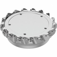 Seco - 200mm Cut Diam, 60mm Arbor Hole, 8mm Max Depth of Cut, 71° Indexable Chamfer & Angle Face Mill - 17 Inserts, SN.. Insert, Right Hand Cut, 17 Flutes, Through Coolant, Series R220.56 - Industrial Tool & Supply