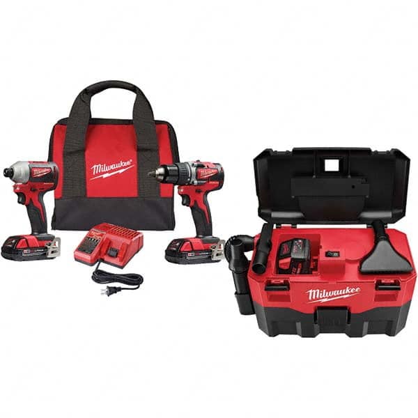 Milwaukee Tool - Cordless Tool Combination Kits Voltage: 18 Tools: Brushless Compact Drill/Driver; Brushless 1/4" Impact Driver - Industrial Tool & Supply