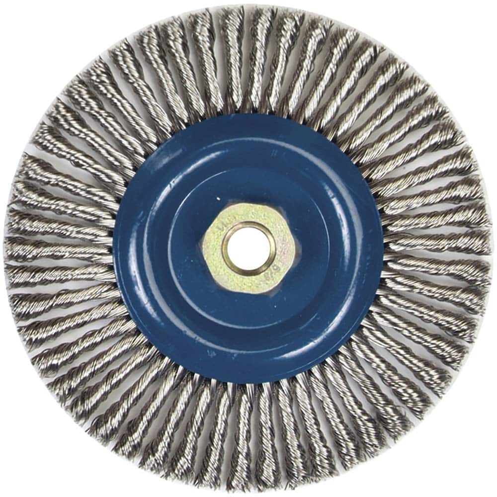 Norton - 6" OD, 5/8-11 Arbor Hole, Stringer Bead Stainless Steel Wheel Brush - Industrial Tool & Supply