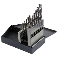‎1/16-1/2 RHS / RHC HSS 118 Degree Radial Point General Purpose Jobber Length Drill Set - Bright