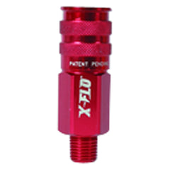 Model A73620DX - Industrial Type D–3/8 Male NPT - Red Anodized - ColorConnex X-Flo Coupler