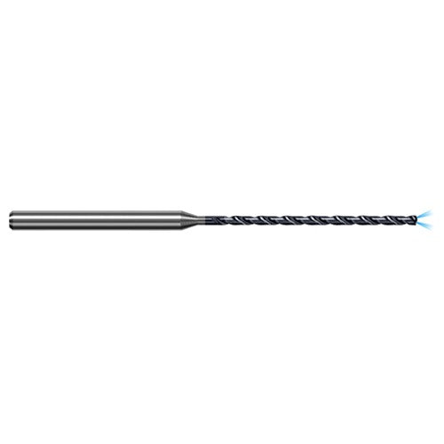 2.381 mm Dia. × 4 mm Shank × 33 mm Flute Length × 75 mm OAL, 12xD, 140°, AlTiN, 2xD Flute, Coolant Thru, Round Solid Carbide Drill