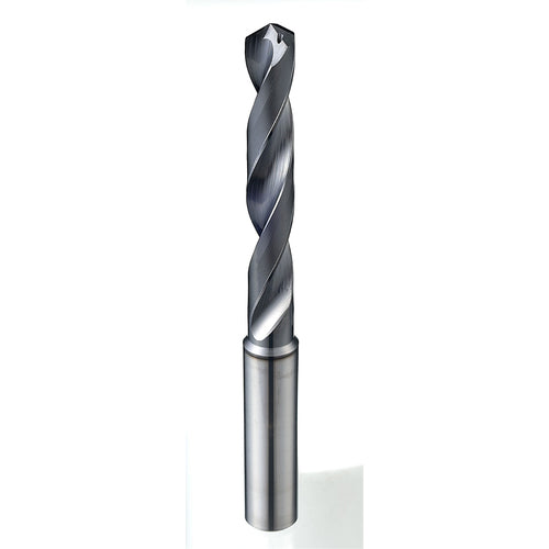 ‎Q Dia. x 10 mm Shank × 2-43/64″ Flute Length × 103 mm OAL, 5xD, 118°, DLC, 2 Flute, Coolant Thru, Straight Solid Carbide Drill - Exact Industrial Supply
