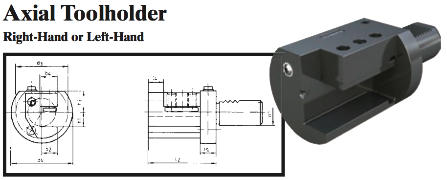 VDI Axial Toolholder (Left-Hand) - Part #: CNC86 35.4020L - Industrial Tool & Supply