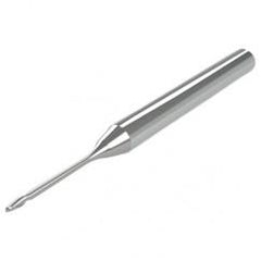 2mm - 3mm Shank - 2.5mm LOC - 38mm OAL 2 FL Ball Nose Carbide End Mill with 12mm Reach - Uncoated - Industrial Tool & Supply