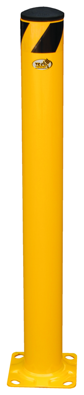Bollards - Indoors/outdoors to protect work areas, racking and personnel - Powder coated safety yellow finish - Molded rubber caps are removable - Industrial Tool & Supply