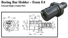 VDI Boring Bar Holder - Form E4 (External Single Coolant Flow) - Part #: CNC86 54.5025 - Industrial Tool & Supply