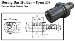 VDI Boring Bar Holder - Form E4 (External Single Coolant Flow) - Part #: CNC86 54.4025 - Industrial Tool & Supply