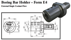 VDI Boring Bar Holder - Form E4 (External Single Coolant Flow) - Part #: CNC86 54.6016 - Industrial Tool & Supply