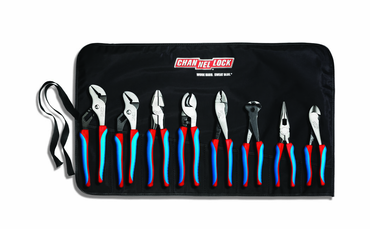 Channellock Code Blue 8 Pc. Plier Set - Contains 9.5 and 10 in. Tongue and Groove; 9 in. High Leverage Linemens; Cable Cutter; Crimping/Cutting Tool; 8 in. End Cutting; Long Nose and Diagonal Cutting Plier - Industrial Tool & Supply