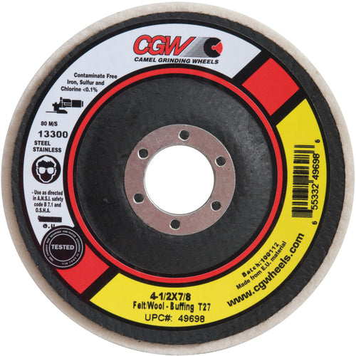 4 1/2″ × 7/8″ Type 27 Felt / Cotton Buffing Flap Disc - Industrial Tool & Supply