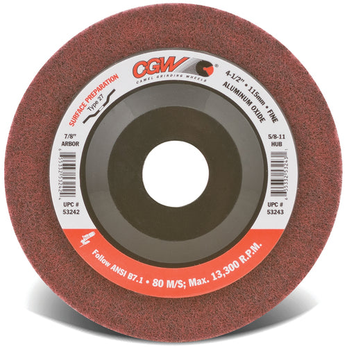 4 1/2″ × 5/8-11 - Aluminum Oxide Surface Grinding Wheel - Type 27 - Maroon - Industrial Tool & Supply