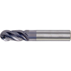 ‎3/4″ Dia. × 3/4″ Shank × 1-1/2″ DOC × 4″ OAL, Carbide TiAlN, Spiral , 4 Flute, CW Helix, Round, Ballnose End Mill - Exact Industrial Supply