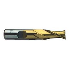 1 Dia. x 4-1/8 Overall Length 2-Flute Square End High Speed Steel SE End Mill-Round Shank-Center Cut-TiN - Industrial Tool & Supply