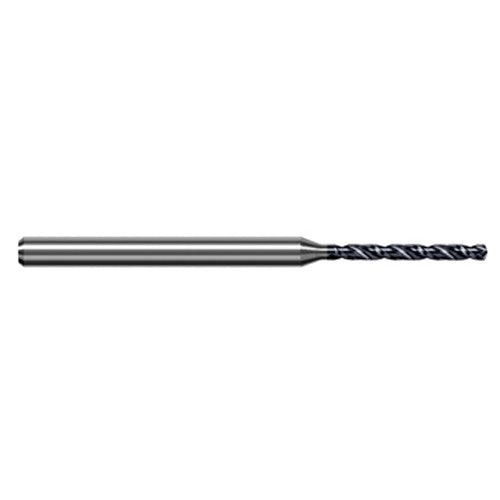 0.742 mm Dia. × 3 mm Shank × 7.2 mm Flute Length × 50 mm OAL, 8xD, 140°, AlTiN, 2xD Flute, Round Solid Carbide Drill - Exact Industrial Supply