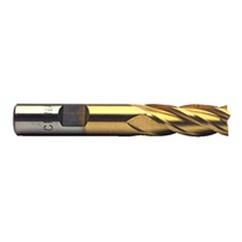 1/2 Dia. x 3-1/4 Overall Length 4-Flute Square End High Speed Steel SE End Mill-Round Shank--TiN - Industrial Tool & Supply