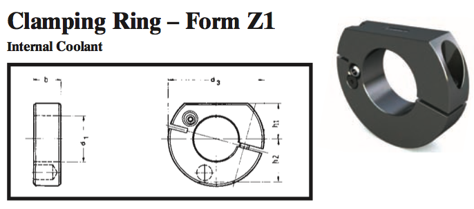 VDI Clamping Ring - Form Z1 (Internal Coolant) - Part #: CNC86 63.5020 - Industrial Tool & Supply