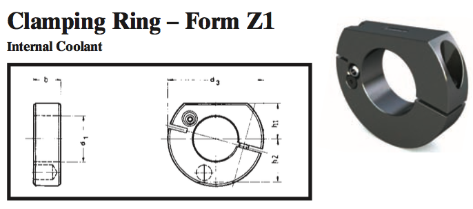 VDI Clamping Ring - Form Z1 (Internal Coolant) - Part #: CNC86 63.15880 3" - Industrial Tool & Supply