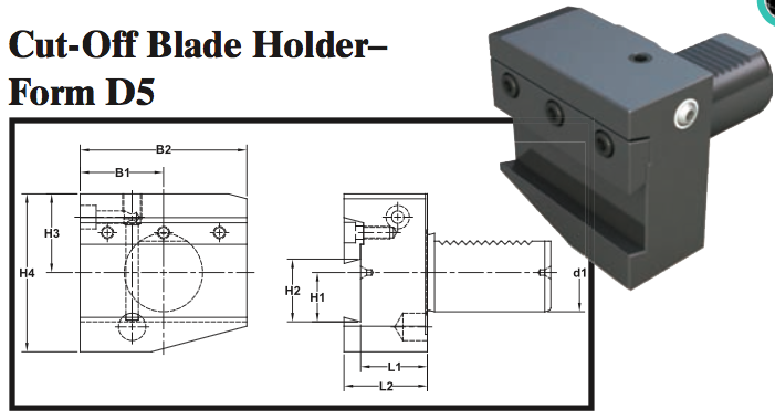 VDI Cut-Off Blade Holder - Form D5 - Part #: CNC86 45.3025 - Industrial Tool & Supply