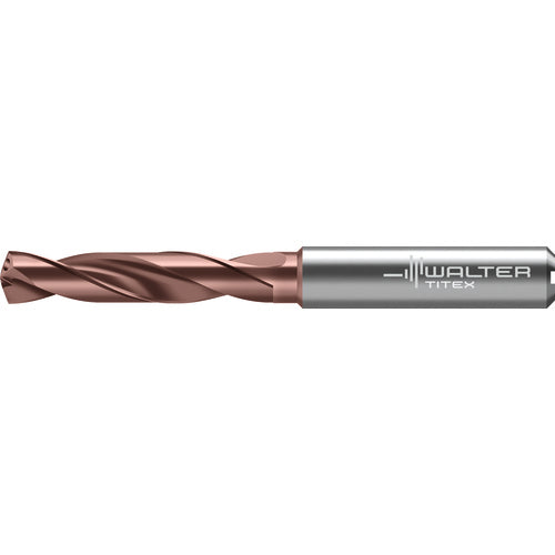 14.75 mm Dia. × 16 mm Shank × 65 mm Flute Length × 115 mm OAL, 3xD, 140 Degrees, Axial Inclined Exit, DIN 6535 HA, Cylindrical Solid Carbide Drill DC175 WJ30RZ