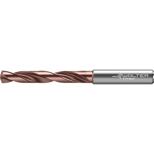 12.5 mm Dia. × 14 mm Shank × 77 mm Flute Length × 124 mm OAL, 5xD, 140 Degrees, Axial Inclined Exit, DIN 6535 HA, Cylindrical Solid Carbide Drill DC175 WJ30RZ