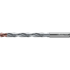 11 mm Dia. × 12 mm Shank × 114 mm Flute Length × 163 mm OAL, 8xD, 140 Degrees, Axial Inclined Exit, DIN 6535 HA, Cylindrical Solid Carbide Drill DC175 WJ30RY