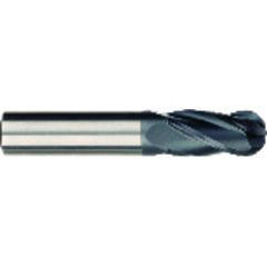 3/8 x 3/8 x 1 x 2-1/2 OAL 4 Flute Ball Nose Carbide End Mill - Round Shank-AlCrN Coated - Industrial Tool & Supply