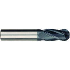 7/16 x 7/16 x 1 x 2-3/4 OAL 4 Flute Ball Nose Carbide End Mill - Round Shank-AlCrN Coated - Industrial Tool & Supply