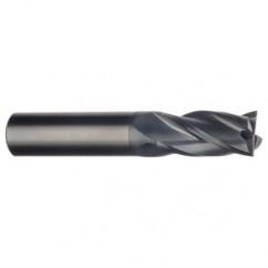 1/2 Dia. x 4 Overall Length 4-Flute Square End Solid Carbide SE End Mill-Round Shank-Center Cut-AlTiN - Industrial Tool & Supply