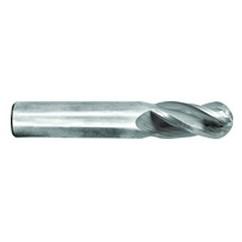 1/2" Dia. - 2-1/2" OAL - Ball Nose-TiN Solid Carbide End Mill - 4 FL - Industrial Tool & Supply