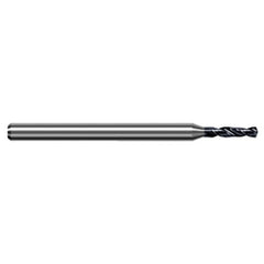 0.457 mm Dia. × 3 mm Shank × 2.2 mm Flute Length × 50 mm OAL, 3xD, 140°, AlTiN, 2xD Flute, Round Solid Carbide Drill - Exact Industrial Supply