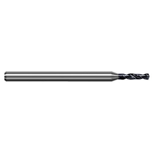 0.965 mm Dia. × 3 mm Shank × 4.6 mm Flute Length × 50 mm OAL, 3xD, 140°, AlTiN, 2xD Flute, Round Solid Carbide Drill - Exact Industrial Supply