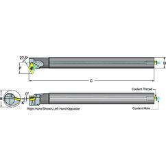 .500 Shank Coolant Thru Boring Bar- 27.5° Lead Angle for DC_T 21.51 Style Inserts - Industrial Tool & Supply