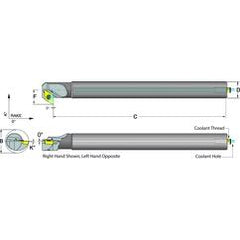 .375 Shank Coolant Thru Boring Bar- -5° (Back Boring) Lead Angle for DC_T 21.51 Style Inserts - Industrial Tool & Supply